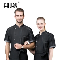 unisex chef uniform high quality denim chef jacket restaurant bakery kitchen costume work wear clothing food service tops