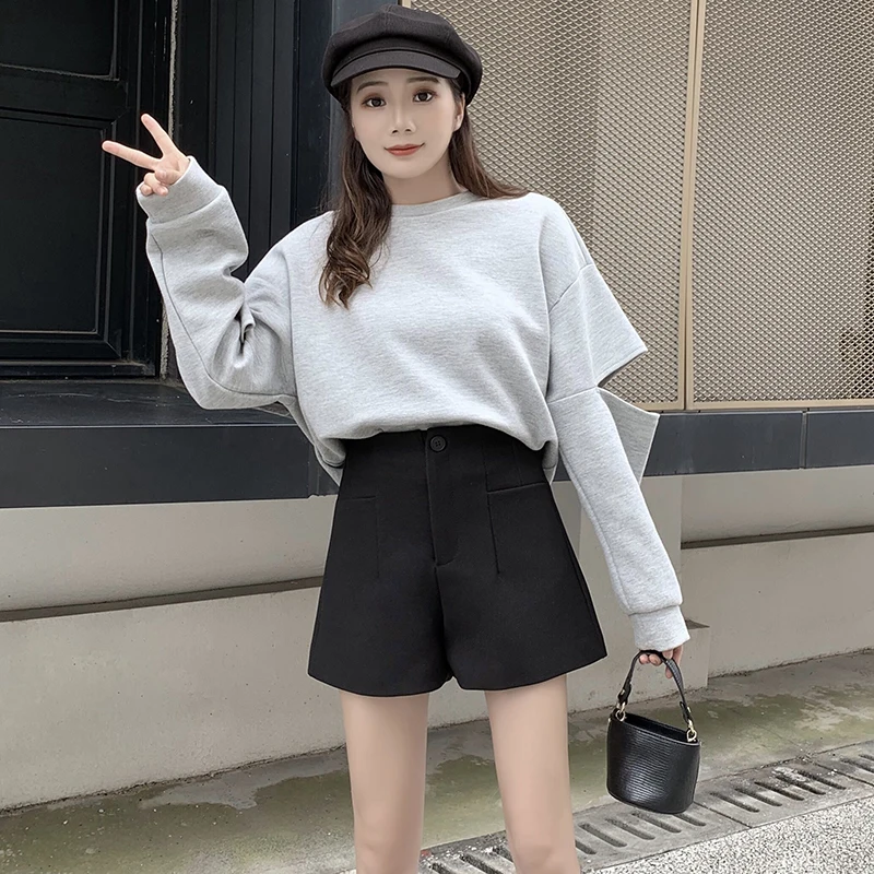 

Limiguyue Casual High Waist Straight Short Pants Women Shorts single/double-breasted anti-wrinkle shorts outerwear girls K277