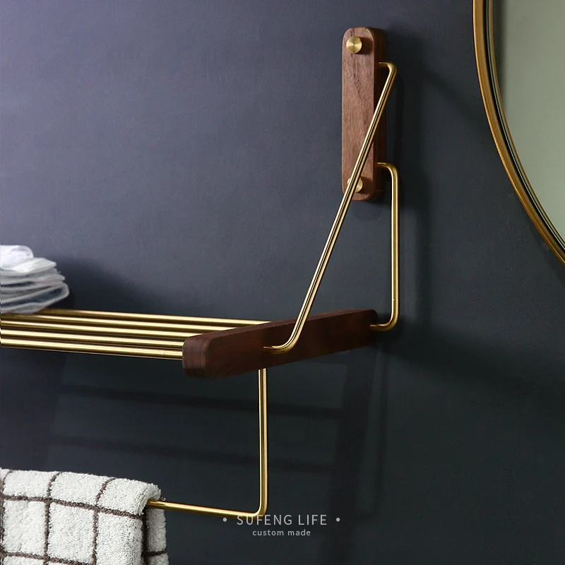 Набор аксессуаров для ванной комнаты из черного ореха полка хранения душа