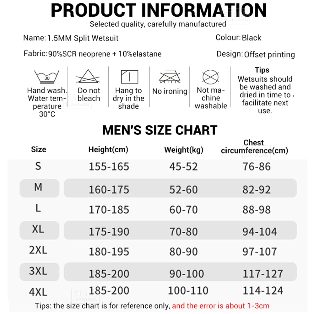 

Scuba Diving Suit Men 1.5MM Wetsuit Surfing Swimming Neoprene Underwater Fishing Kitesurf Surf Spearfishing Jacket Pants Clothes