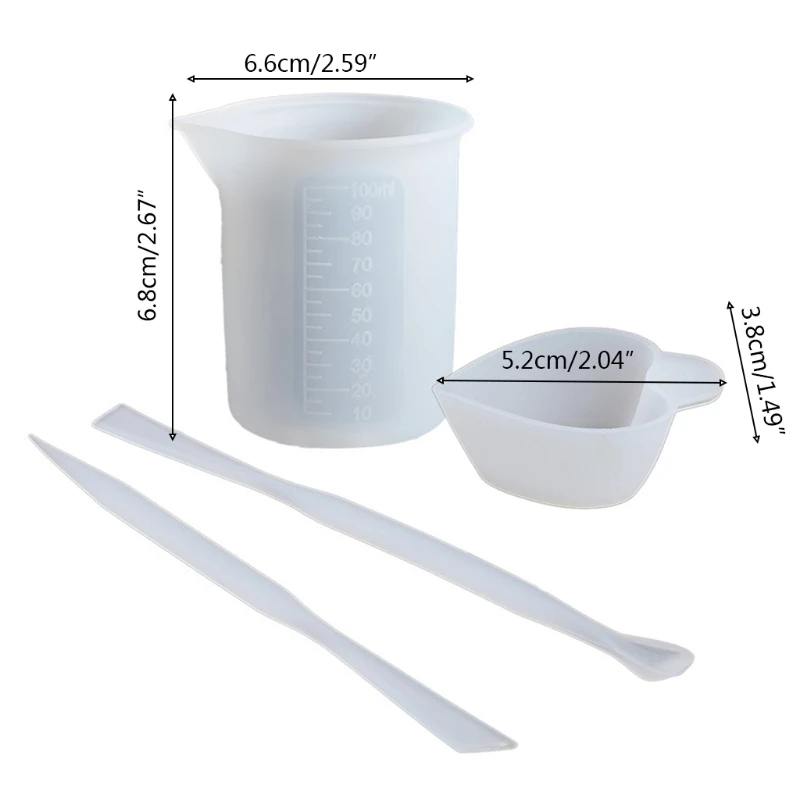

1 Set Reusable Nonstick Resin Art Mixing Measuring Cups Silicone Stir Stick Epoxy Mold Jewelry Making DIY Tools