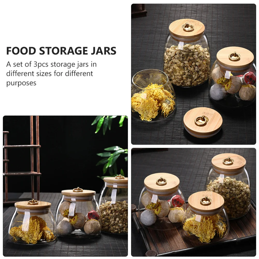 

3 Pcs Dried Fruit Jars Candy Jars Multipurpose Nuts Jars with Ring Cover