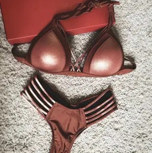 2019 сексуальный купальник с вырезами, купальный костюм с открытой спиной, женский купальник-стринги, купальник с лямкой на шее, комплект бикини с полосками, купальник с пуш-ап, бикини