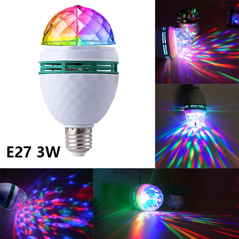 

Сценический мини-светильник Е27, 3 Вт, проекционная лампа RGB с автоматическим вращением, светодиодный светильник для диджея, дискотевечерние,...