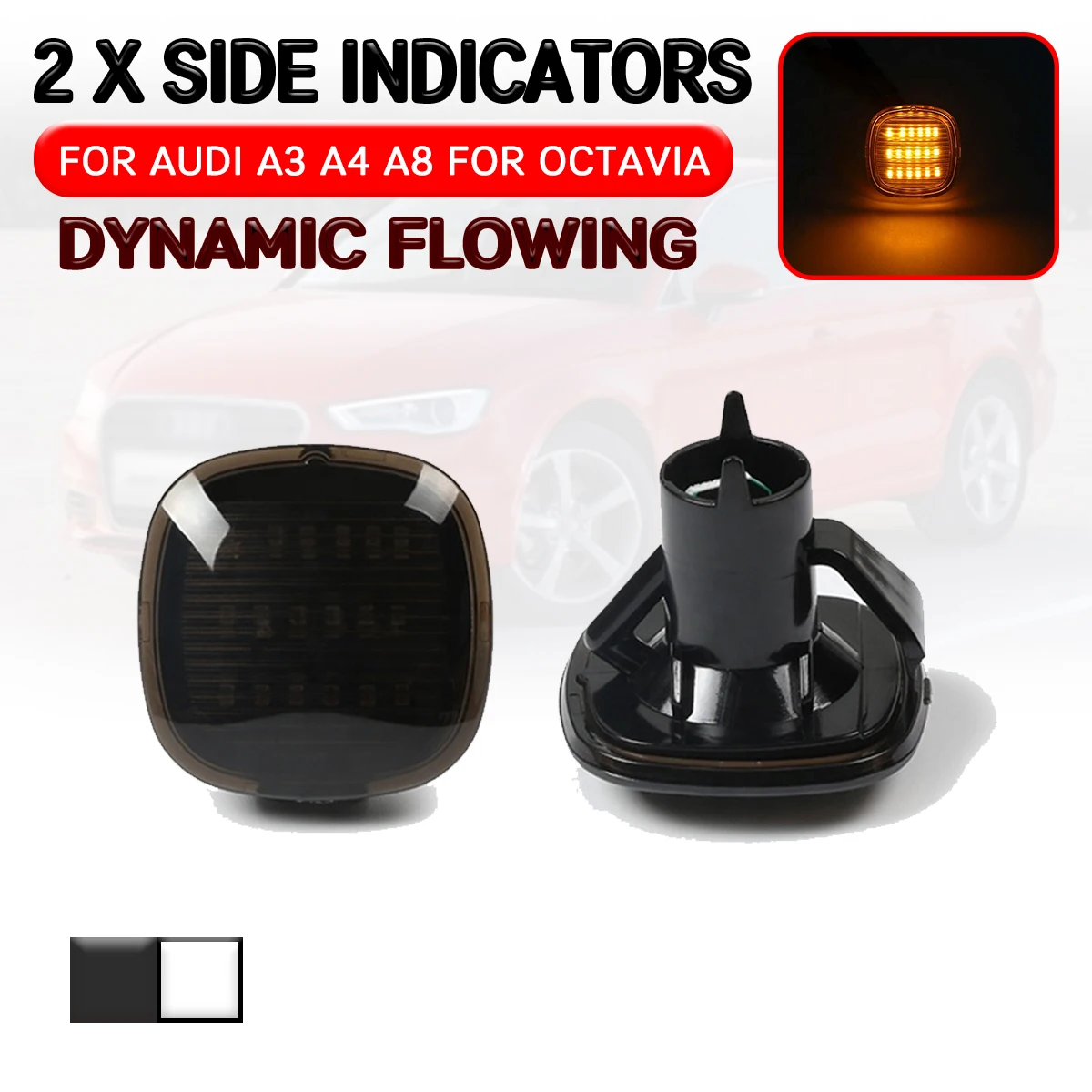 

Автомобильный светодиодный динамический боковой габаритный светильник рь, плавный указатель поворота, лампа для Audi A3 A4 A8 Skoda Fabia Octavia A4 1U