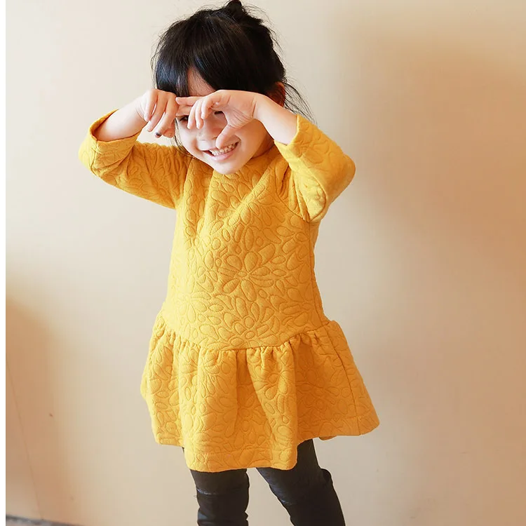 

Spring and autumn girls' bow dress with pure sunscreen cotton print toddler girl fall clothes