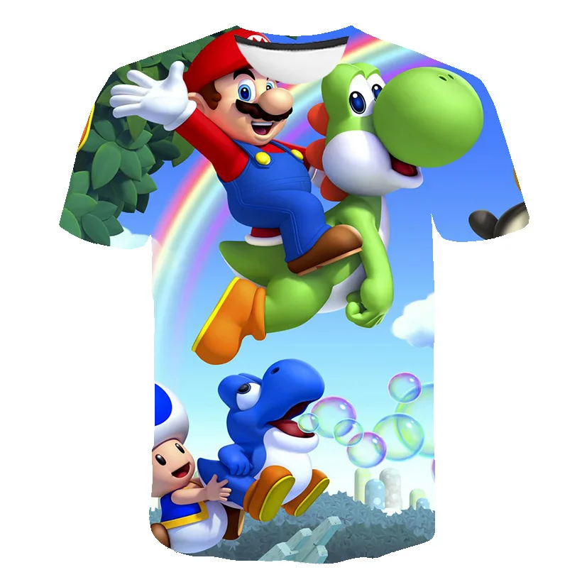 

2021 Hot Kids Mario Bros Number Print T shirt Boys/Girls Happy Birthday Gift Number Clothes Baby Cartoon Funny T-shirt 4T-14T