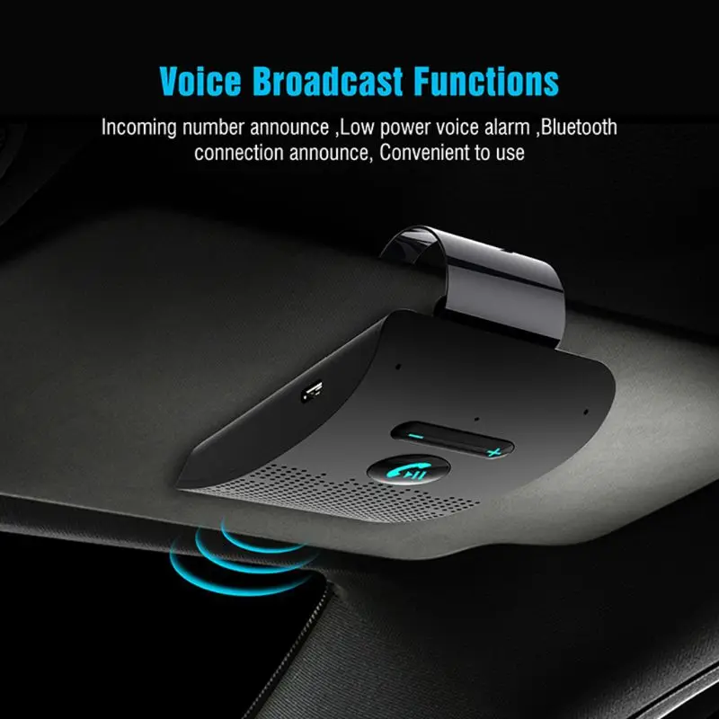 

Wireless Car Bluetooth V5.0 Bluetooth Handsfree Car Kit Wireless Bluetooth Speaker Phone Sun Visor Clip Speakerphone U1JF
