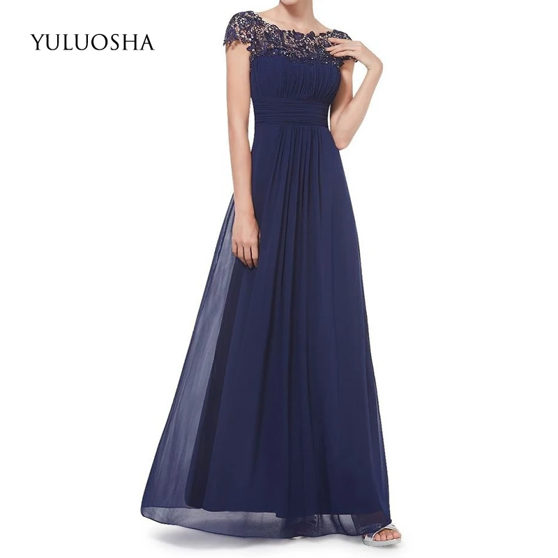 Женское кружевное платье YULUOSHA Длинное Элегантное Вечернее Платье с круглым