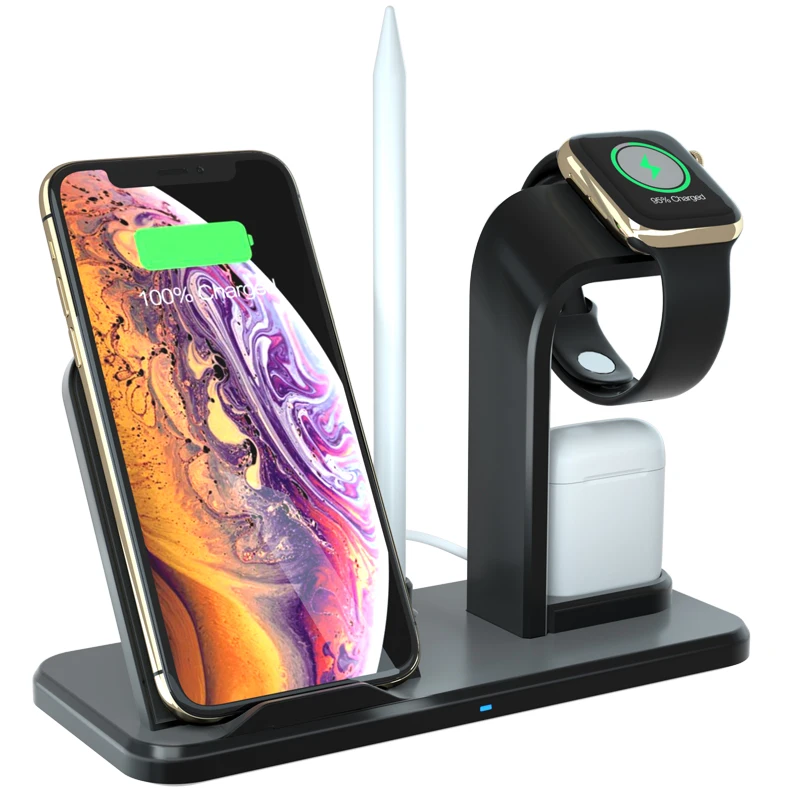 Беспроводная зарядная станция для IPhone зарядный кронштейн Airpods IWatch 10 Вт Быстрая