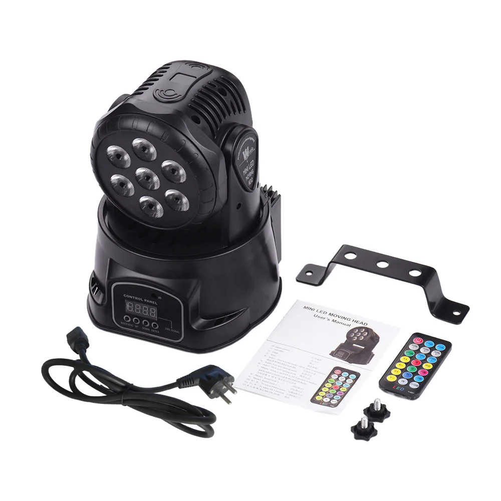 Сценический свет мини движущийся головной 7 светодиодов 4 в 1 RGBW DMX512 9/14 каналов с