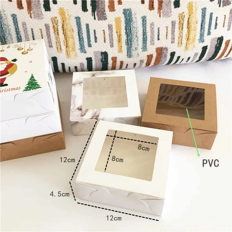 30 шт. коробка из крафт-бумаги коричневые/черные/белые картонные прозрачные