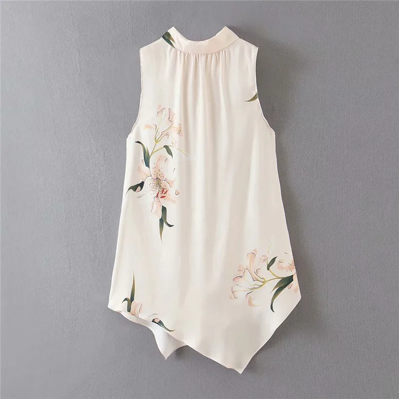 Элегантная атласная летняя блузка для женщин 2020 водолазка асимметричный подол