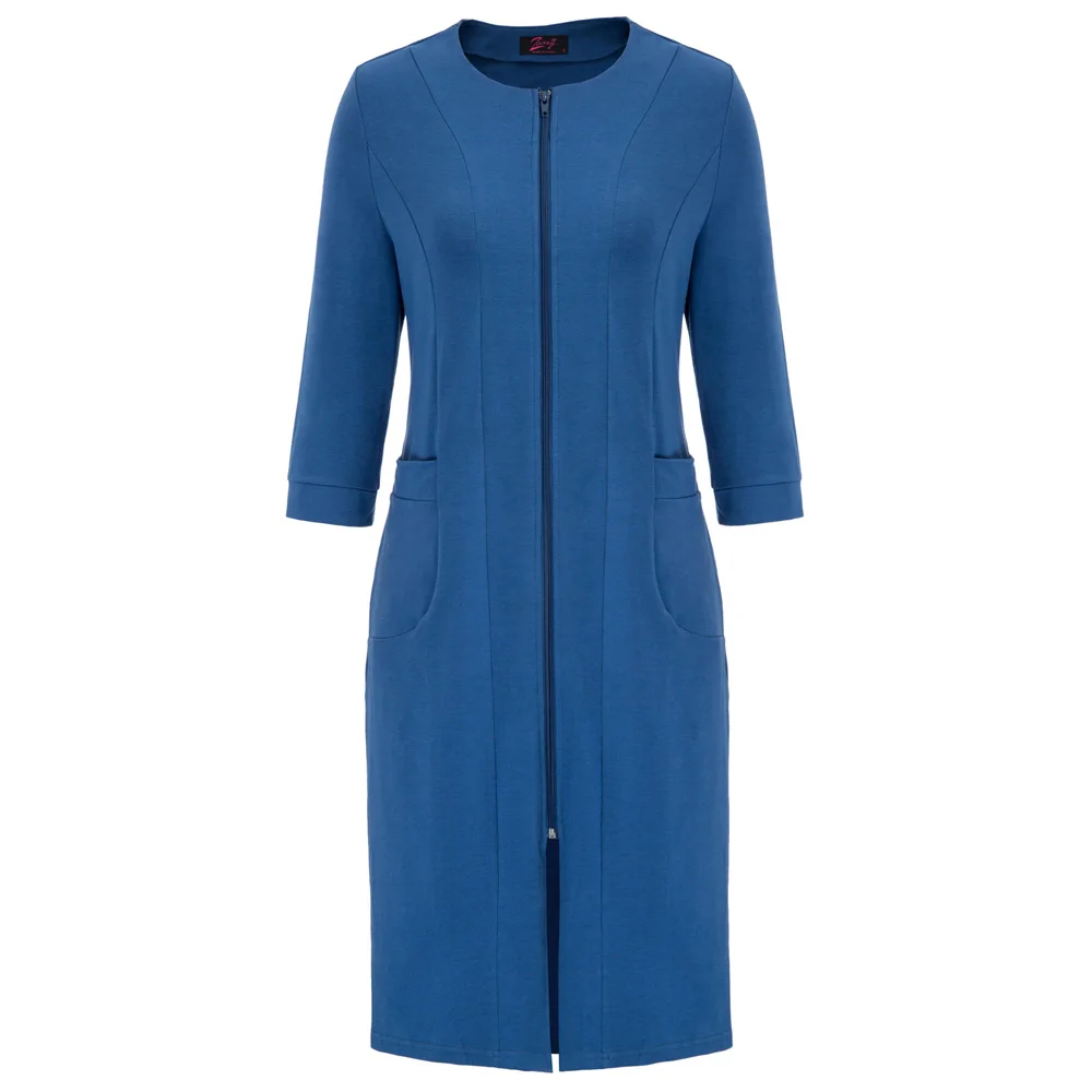 

Women Nightgowns Autumn Winter 3/4 Sleeve Crew Neck Zip-Up Sleepwear Soft Comfortable Sleepshirts Lady Robe Nightdress Homewear