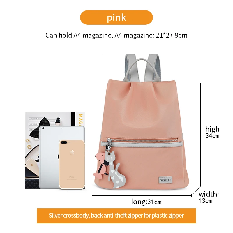 pink Zoger/милая сумка на плечо для девочек; модная Водонепроницаемая Противоугонная сумка высокого качества из ткани Оксфорд; рюкзак для путешествий; женская сумка в подарок - Цвет: pink