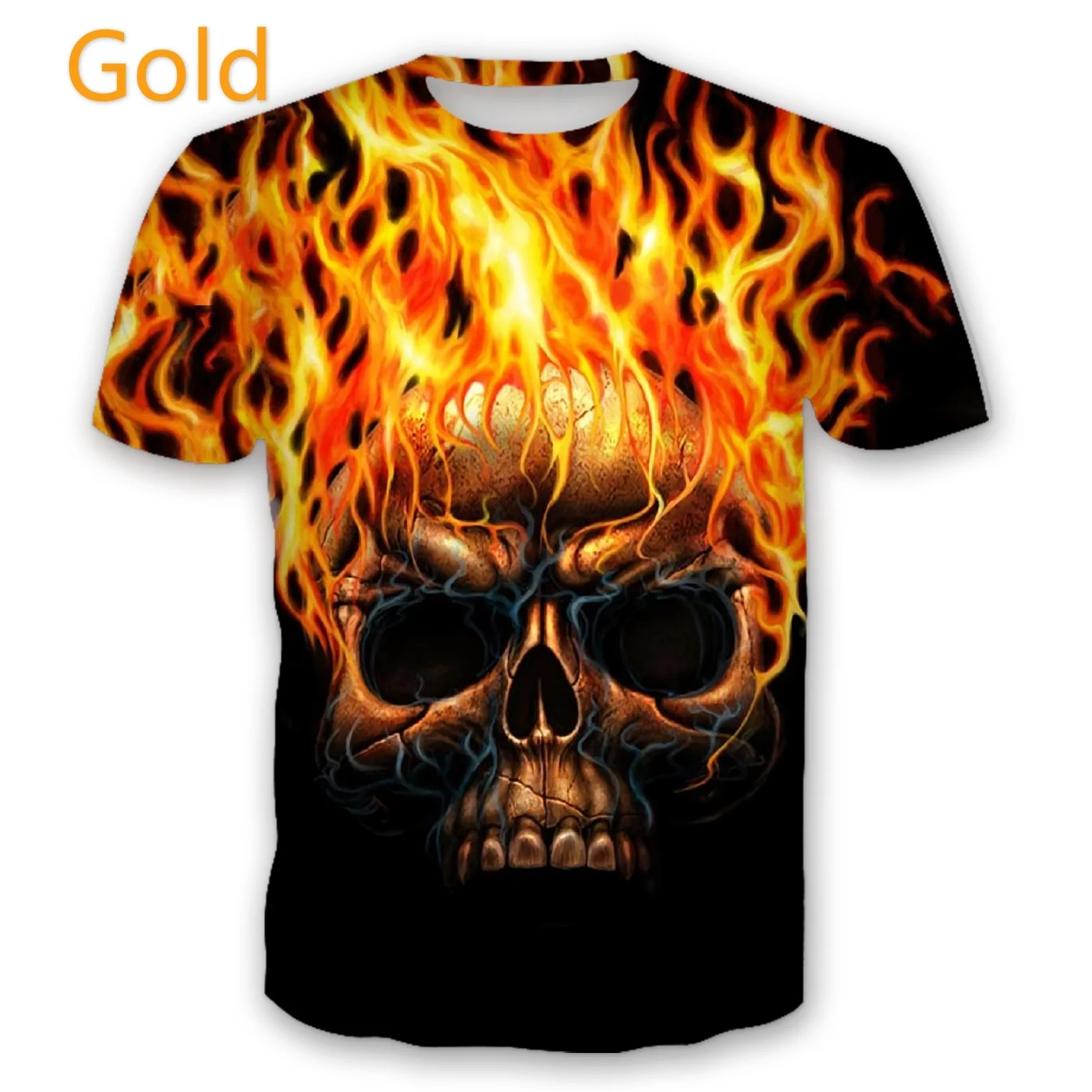 

Men's Fashion Skull Printed 3D Short Sleeve O-Neck Tops t shirt