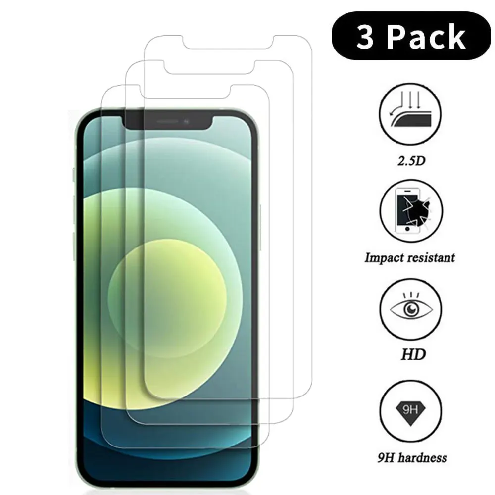 Закаленное стекло для iPhone 12 mini 11 Pro Max X XS XR Защита экрана 7 6 8 Plus 5S SE 2020 3 шт.|Защитные