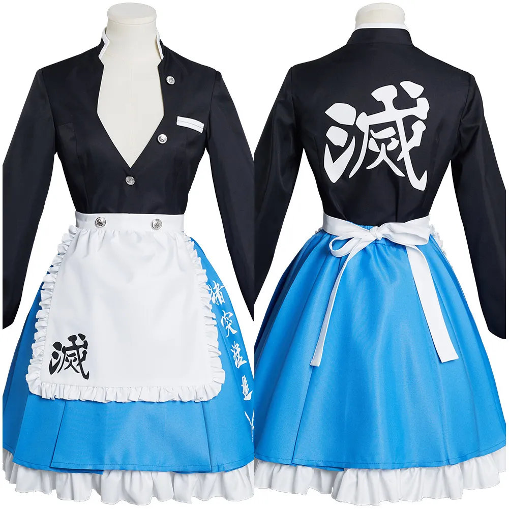 

Anime Demon Slayer Hashibira Inosuke Cosplay Costume Maid Dress Outfits Halloween Carnival Suit Re-creation Design