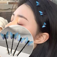 4pcs fantasy blue butterfly hair clips hairgrips wave hairpins head decorations barrettes hair jewelry for women gilrs bridal