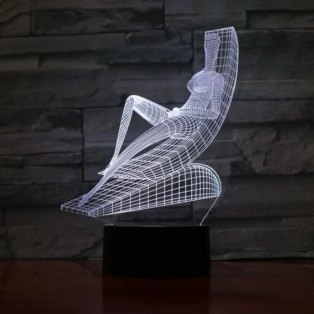 3D 842 лежащее кресло Солнцезащитная сенсорная настольная лампа 7/16 цветов меняющая