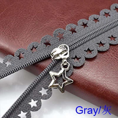 Gray Zippers 2 шт./лот 25 см Звезды Кружева молнии для одежды декоративные молнии Швейные аксессуары ручной работы цвета молнии со звездами слайдер - Цвет: Gray Zippers