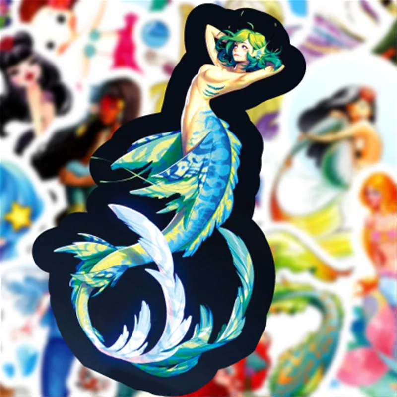 Новый 50pcsPVC мультфильм наклейка с русалкой водонепроницаемый компьютер