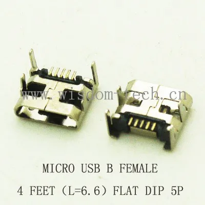 

Бесплатная доставка 1000 шт./лот Micro USB разъем типа B гнездовой разъем DIP 5Pin 4 фута плоский рот (L = 6,6)