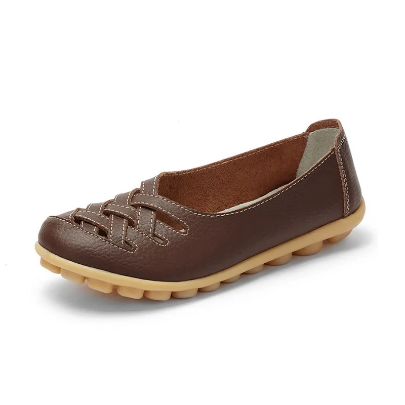 2021 женская обувь из натуральной кожи Обувь для вождения на плоской подошве
