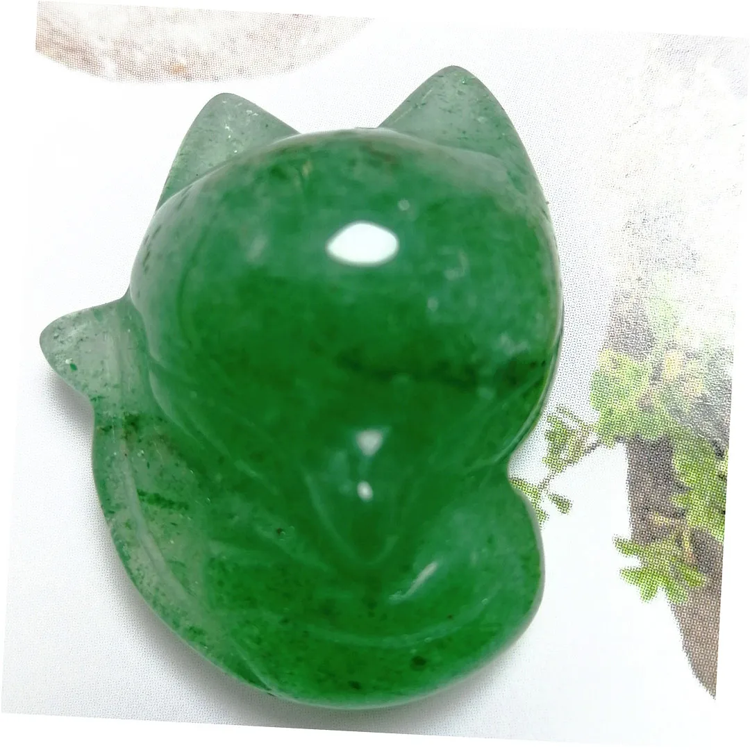 

Natural Gemstones And Crystals Carving Rare Stones And Minerals Green Strawberry Quartz Carved Fox Gifts For Lady Or Home Decor