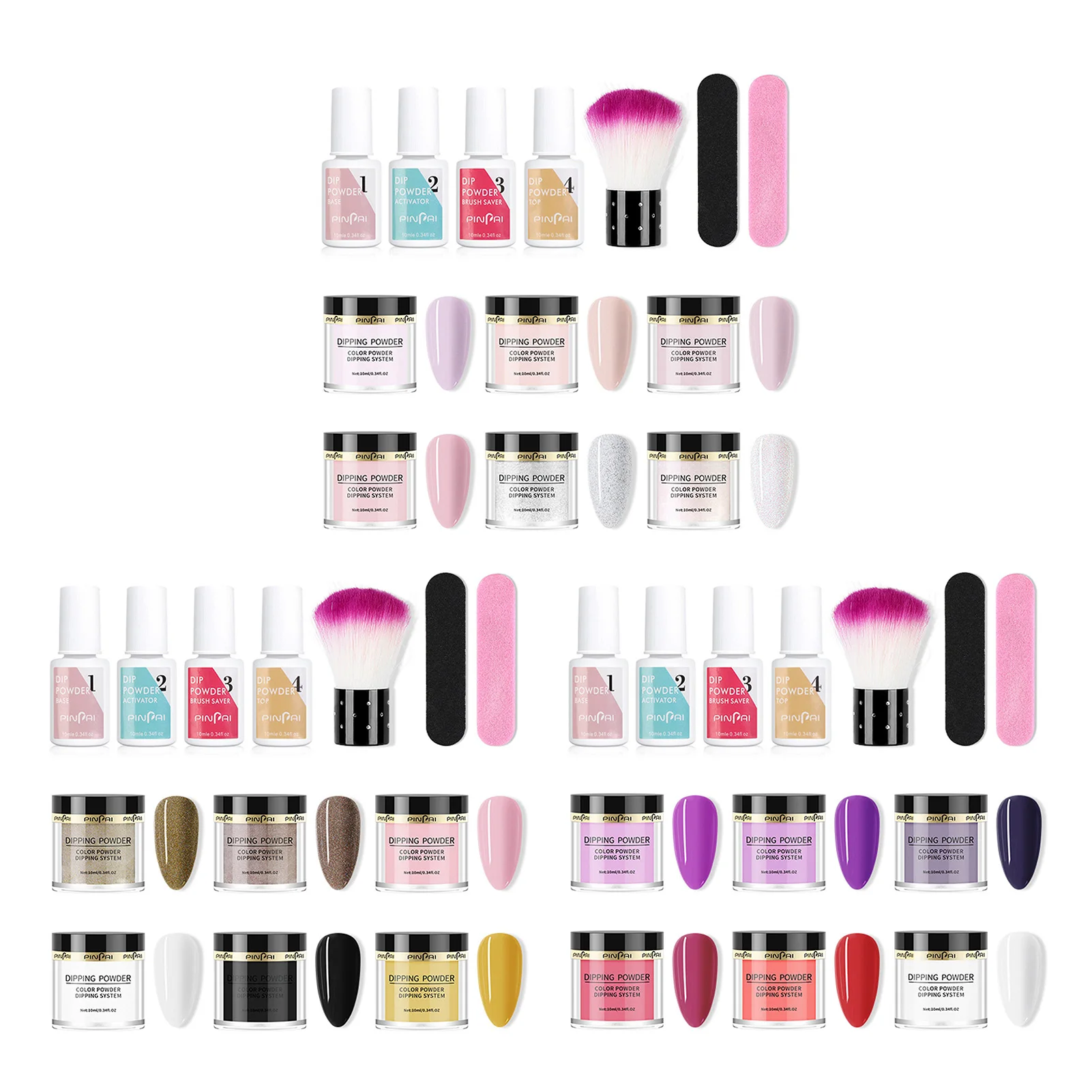 

Dip Powder Nail Starter Kit DIY Gel Builder Nail Art Set(6pcs Dipping Powder,Base Coat,Activator,Top Coat,Brush Saver,Nail File)