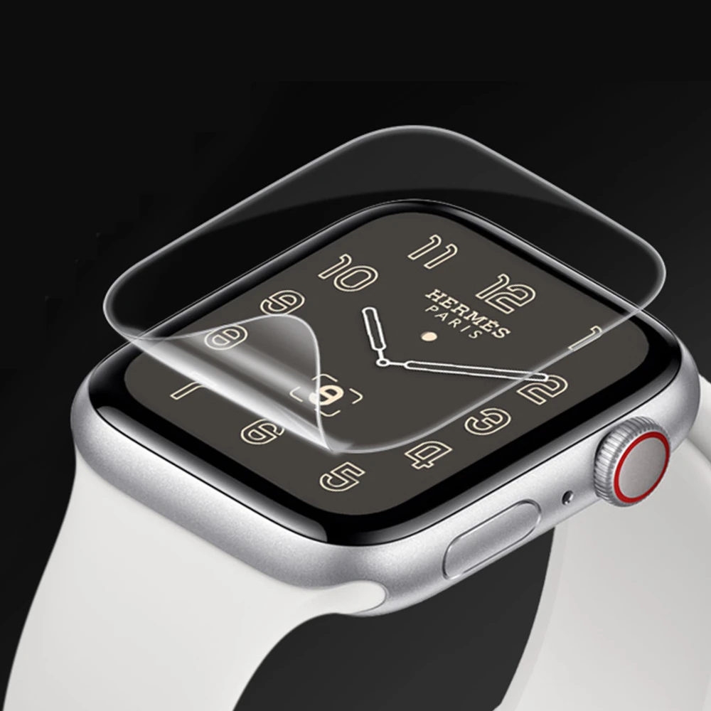 

Screen Protector for Apple Watch 5 44mm Full Coverage Bubble-Free Flexible TPU Anti-Scratch iWatch 40mm Transparent Soft Film