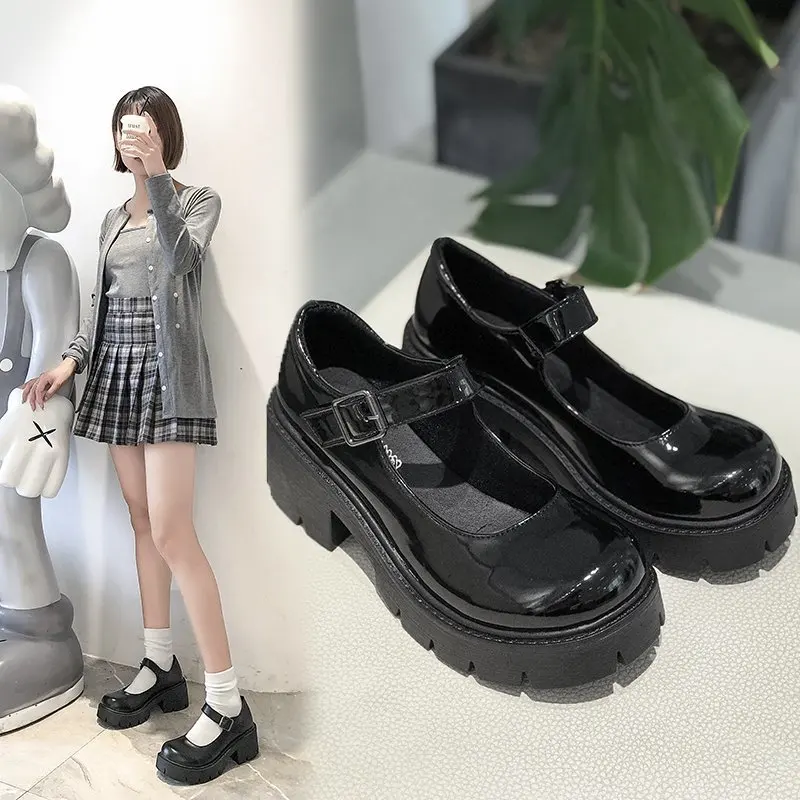 

Готическая Винтажная обувь с демоном, Лолита, Мэри Джейн, униформа JK, Студенческая японская обувь на платформе для косплея