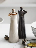 japanese style ceramic seasoning pot retro vinegar oil pot household capped chili soy sauce bottle restaurant kitchenaccessories