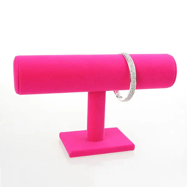 Portable Solid Color Velvet Bracelet Bangle Necklace Chain Watch T-Bar Organizer Rack Jewelry Display Stand Holder | Украшения и