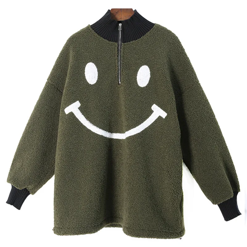 

Vefadisa Fashion Print Cashmere Sweatshirt Women 2020 Winter Thick Cashmere Pullover Coat Plus Size Female Sweatshirt QYF4633