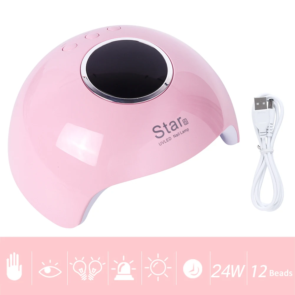 star6-pink Светодиодная УФ-лампа для сушки ногтей 24 Вт маникюрная машина лак для ногтей Гель-лак сушильный светильник с таймером USB разъем инструменты для дизайна ногтей SAStar8 - Цвет: star6-pink