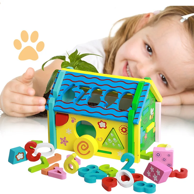 

Educhild Removable Wooden Toys Smart Digital House Children's Building Blocks Children's Enlightenment Cognitive Toys Over 3Y