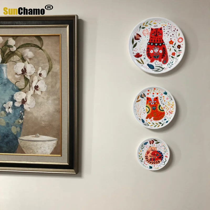 Керамические обеденные тарелки тарелка с японским мультяшным котом ручной