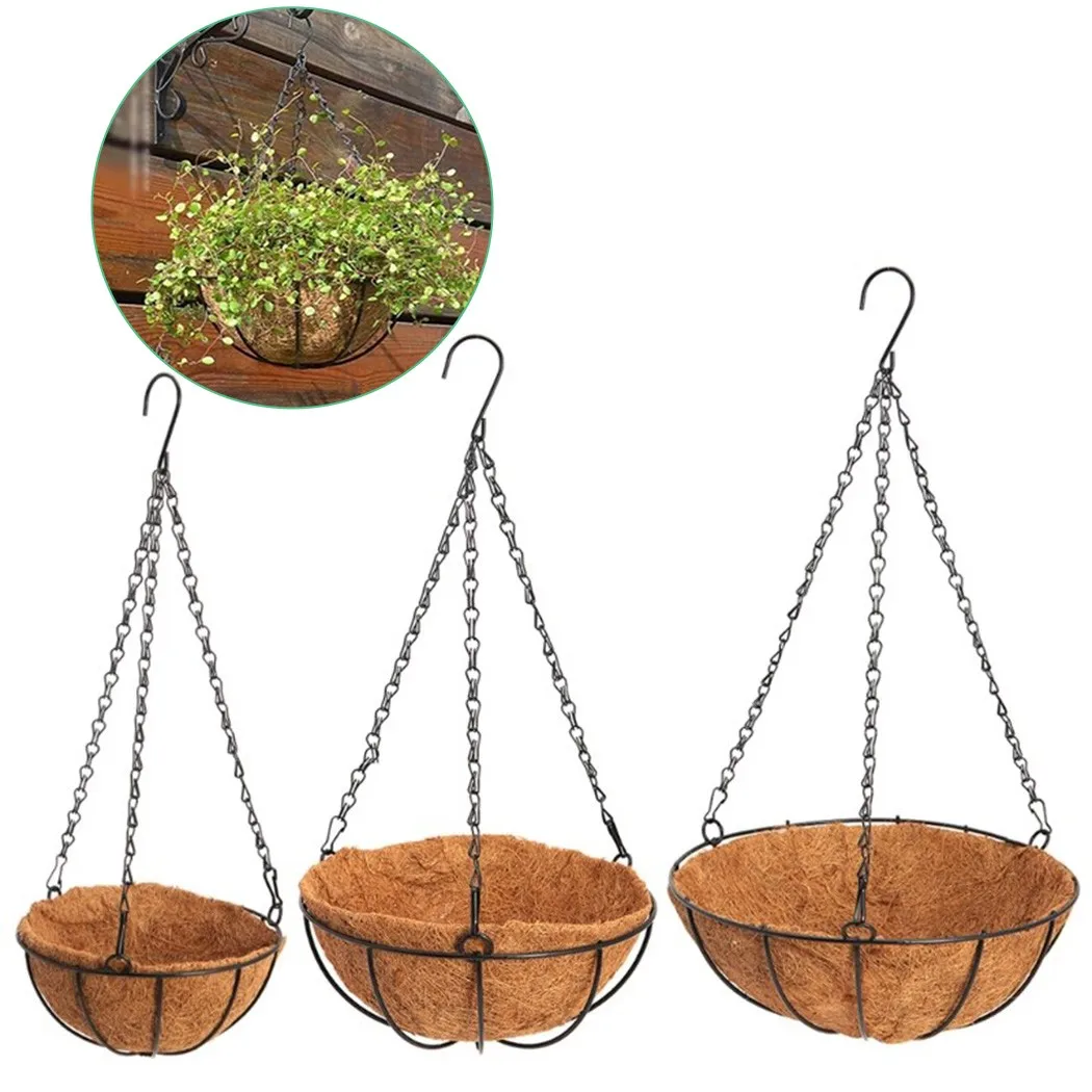 

Wond Hanging Coconut Vegetable Flower Pot Basket Liners Planter Garden Decor Pot Hanger For Wall Decoration Countyard Garden