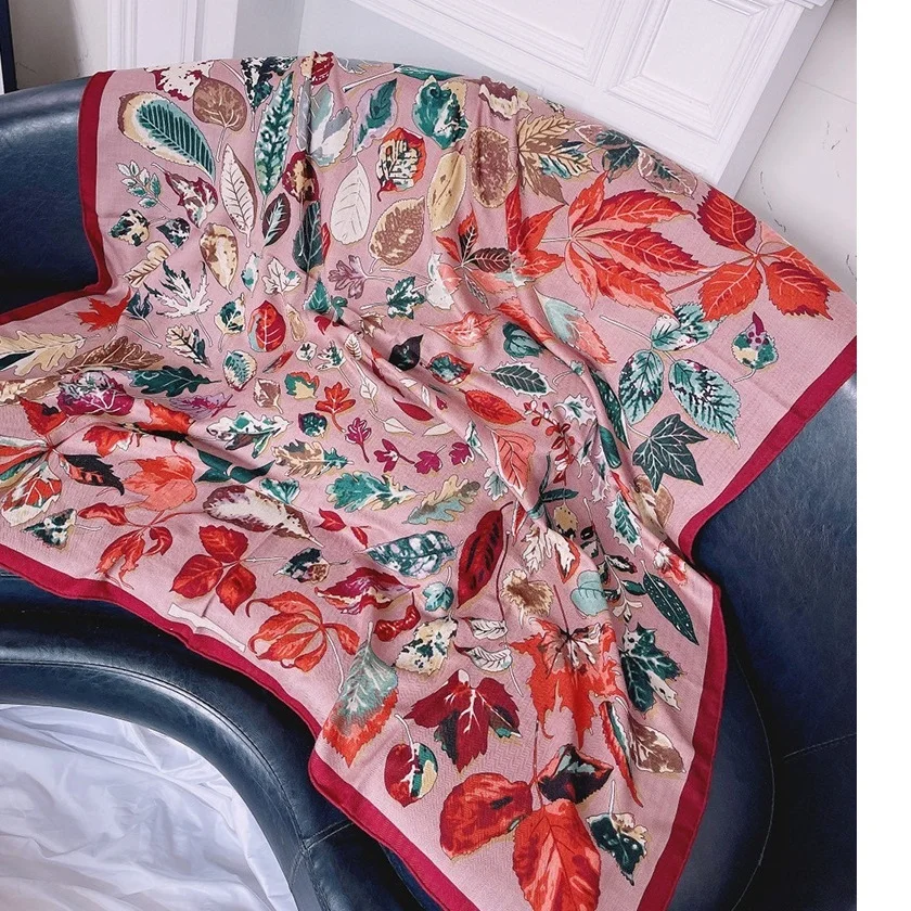 

Leaves Print Cashmere Blanket Scarf Shawl Cape Women Ladies Winter Pashmina Wraps Foulard