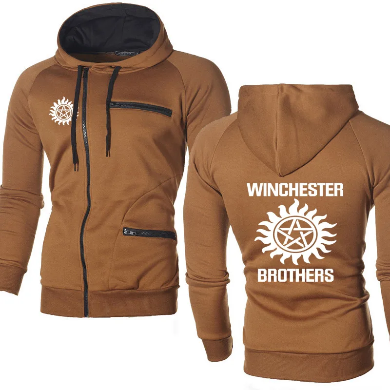 

Supernatural Hoodies Men Winchester Bros Sportswear Fleece Zipper Jacket Mens Hip Hop Harajuku Hooded Sweatshirt Harajuku Tra