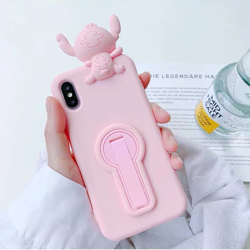 Pink Роскошный милый чехол из 3D стежка поддержка Мягкий силиконовый чехол для телефона для iphone 6 S 6 S plus 7 7 plus, 8, 8 plus, X 10 XR XS Max 11 Pro розовая задняя крышка - Цвет: Pink