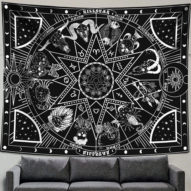 

Astrology Sun Moon Constellation Tapestry Wall Hanging Witchcraft Decoration Bedroom Small Celestial Psychedelic Tapestry Fabric