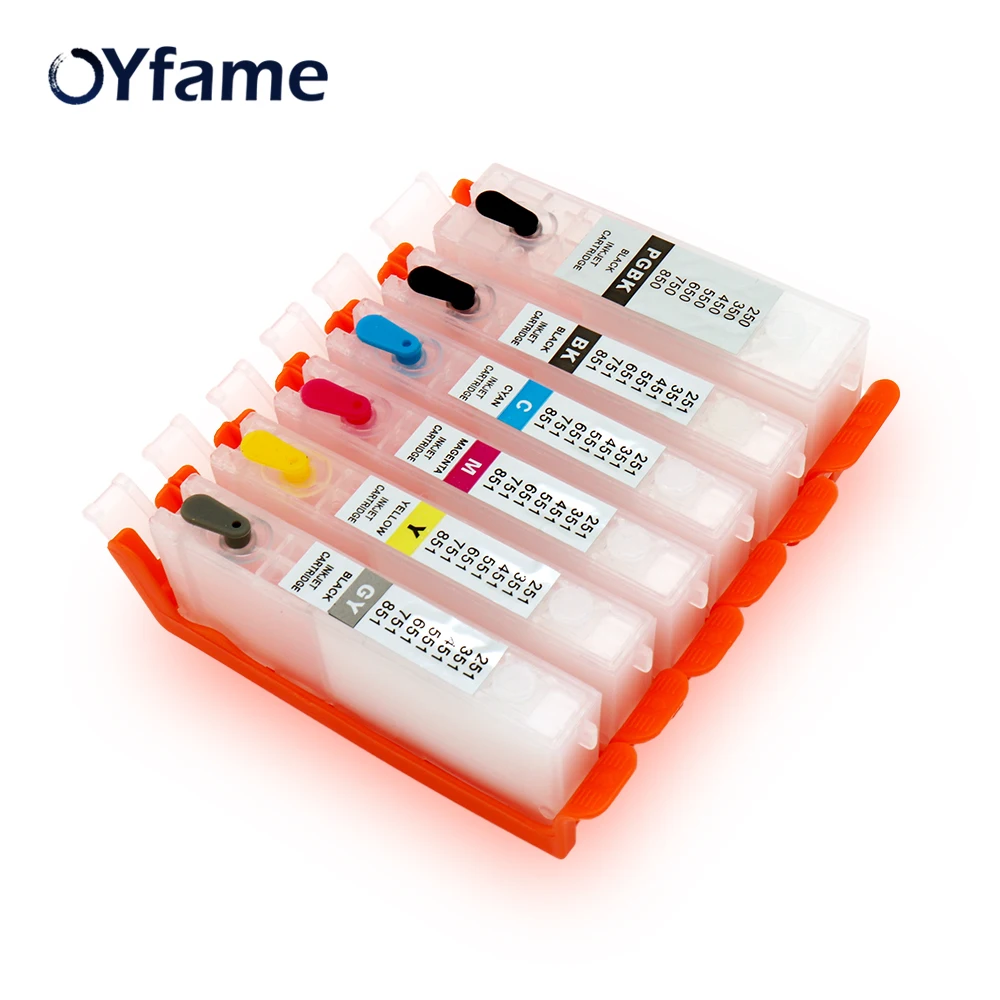 OYfame 6 цветов BCI 350 Заполняемые чернильные картриджи с чипами ARC для принтера Canon PIXUS