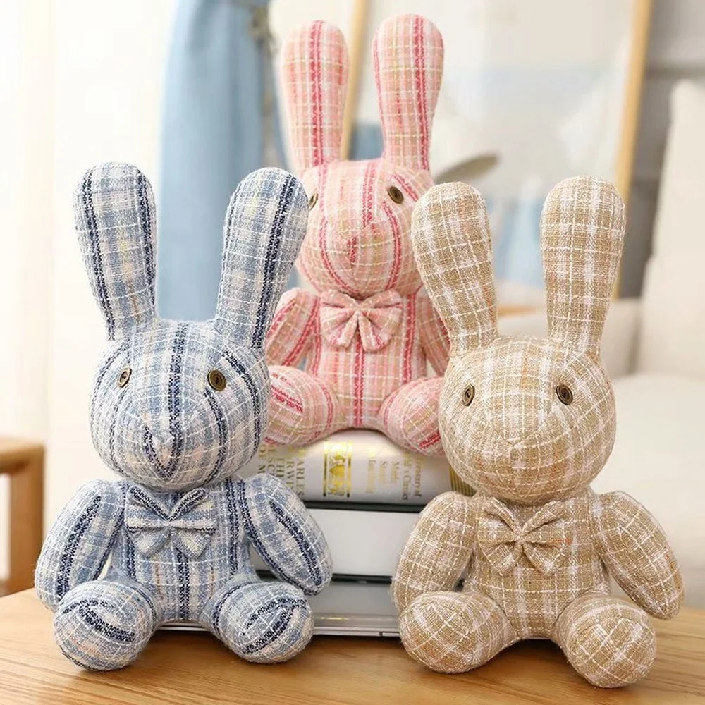 

Cute Lattice Rabbit Plush Toy Plushie PP Cotton Stuffed Soft Kawaii Animals Doll Sleeping Pillows Home Decor