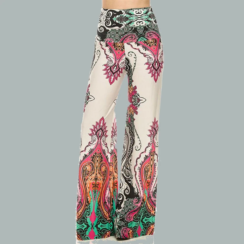 

Sale 2021 Spring Women High Waist Pants Vintage Pattern Print Wide Leg Pants Casual Lady Loose Yoga Sports Trousers Streetwear