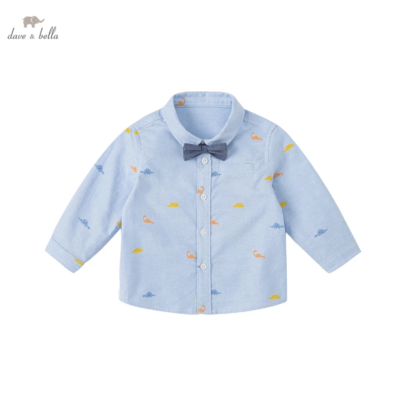 

DB1220446 dave bella spring fashion baby boys bow print shirts infant toddler tops casual children boy high quality clothes