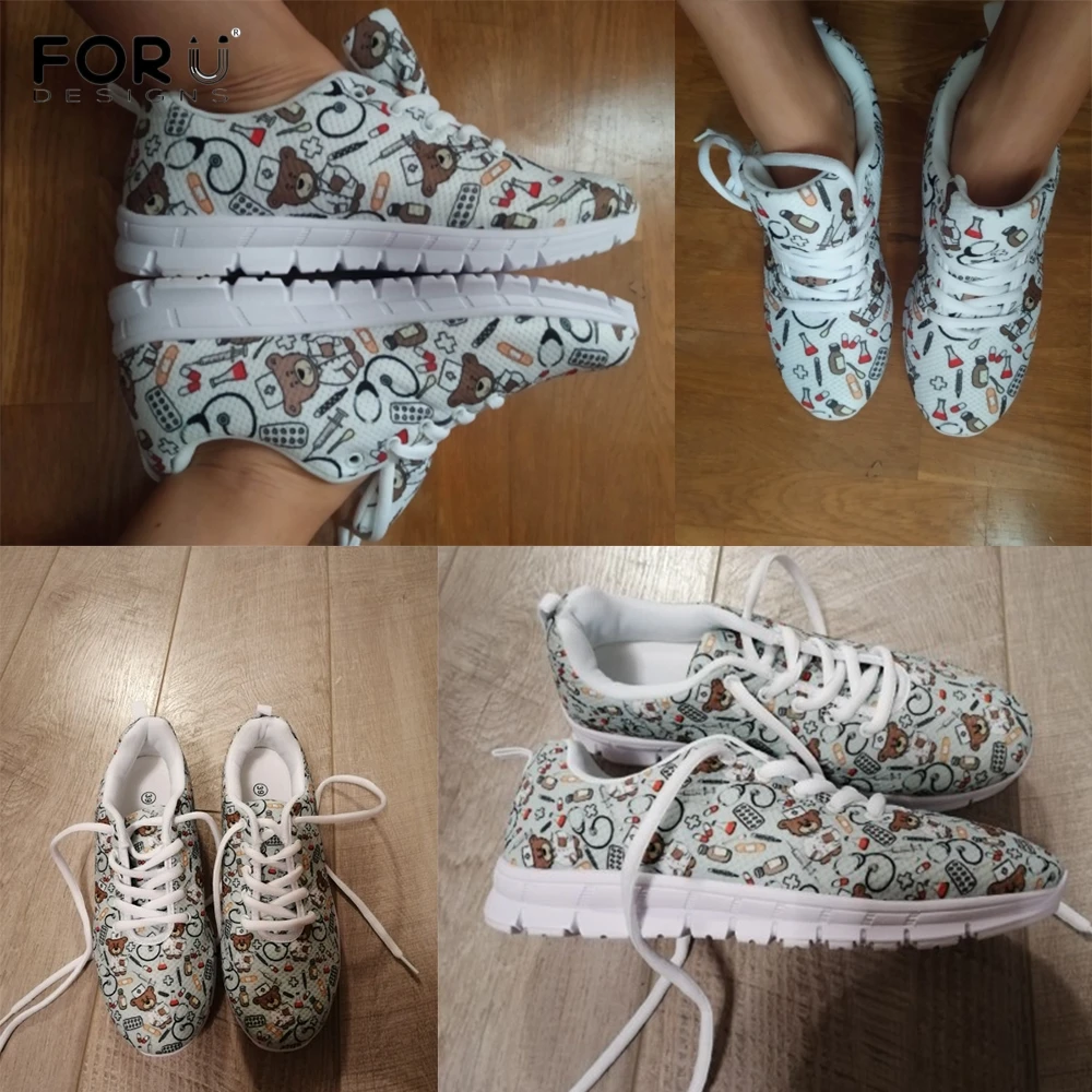 

FORUDESIGNS 2020 Casual Women's Flats Sneakers Cartoon Nursing Shoes for Women 2020 Fashion Green Color Ladies Footwear Gifts