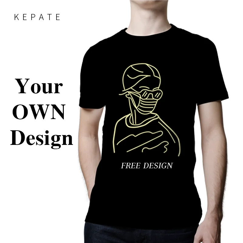 

KEPATE summer custom T-shirt wearing mask boy black sports casual modal cotton top cartoon anime anime couple shirt DIY plus siz