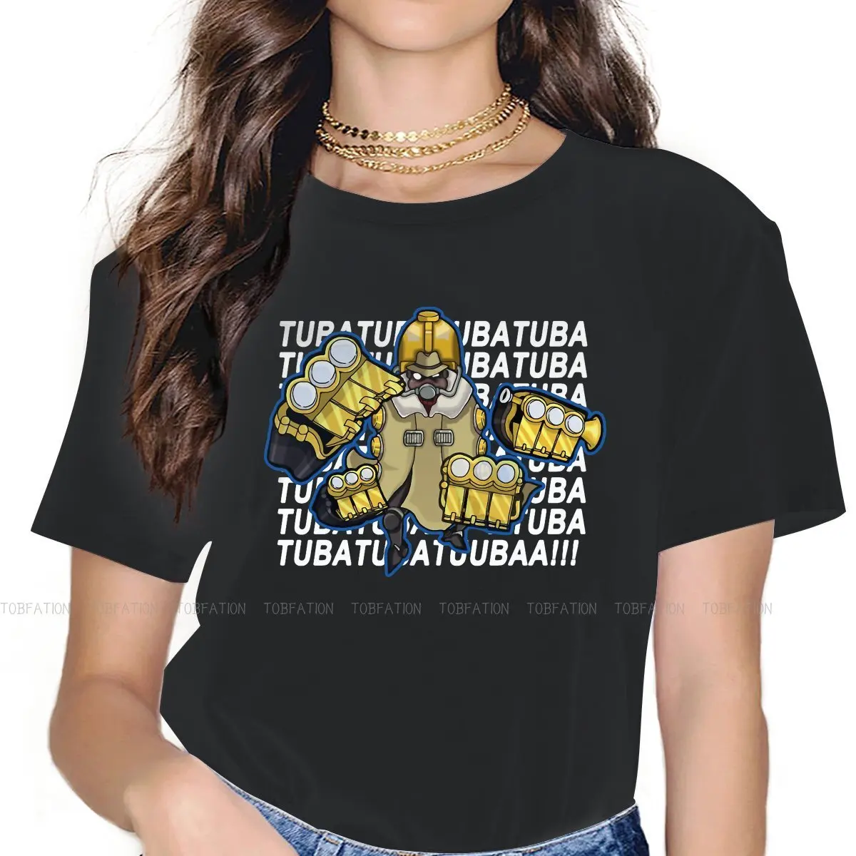 

Женская футболка с рисунком группы TUBA, графические футболки Джоджо с невероятными приключениями, Джоджо Дио, женские футболки с круглым выр...